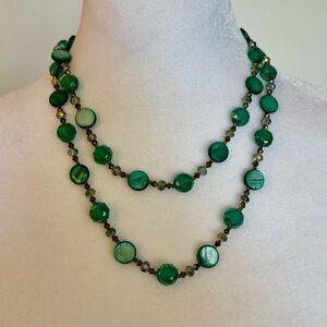💚 Green Beaded Necklace | Glass & Shell Look | Earthy Boho Style